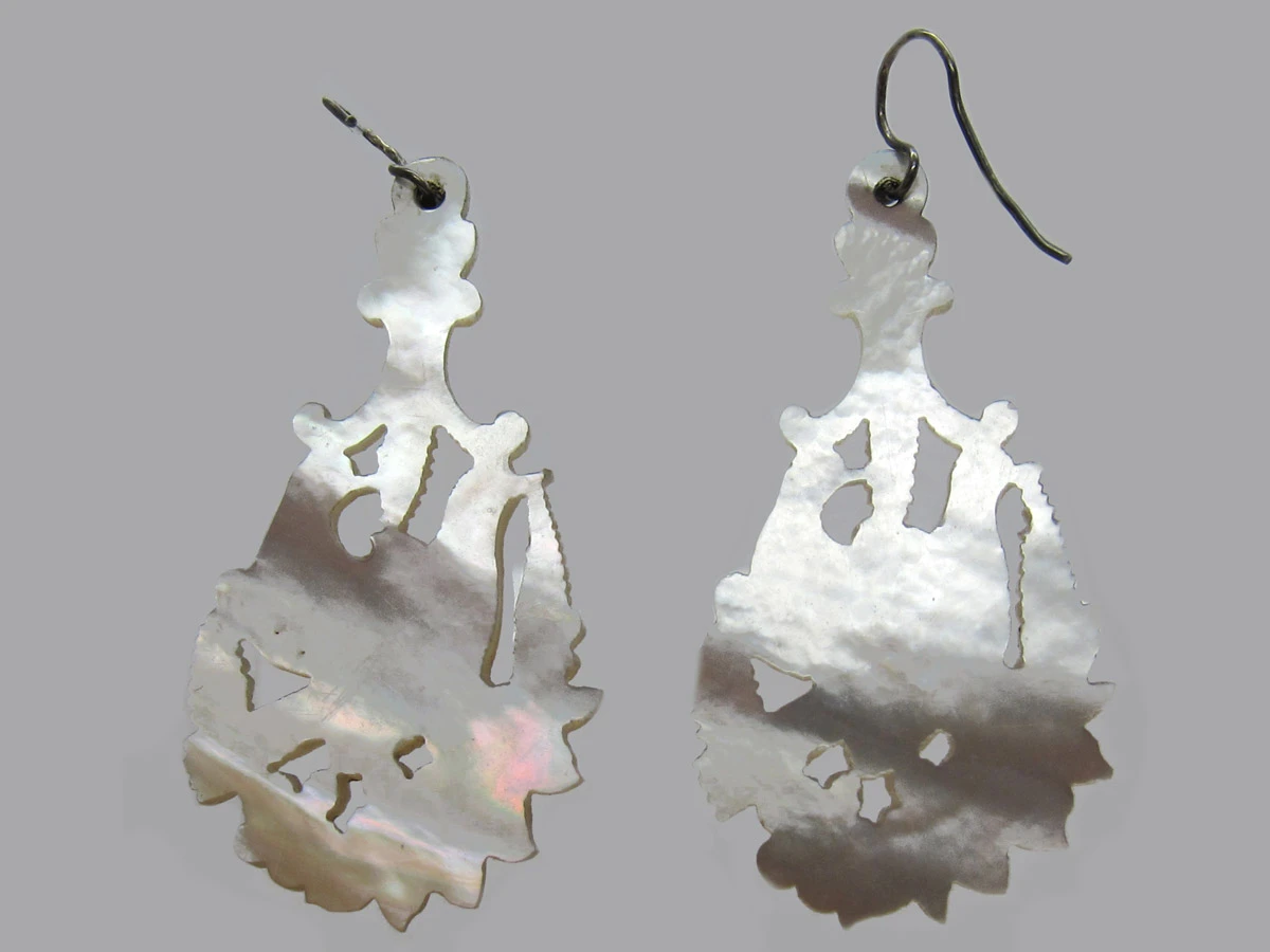 Regency Carved Mother Of Pearl Drop Earrings 4 Regency Carved Mother Of Pearl Drop Earrings - Image 2