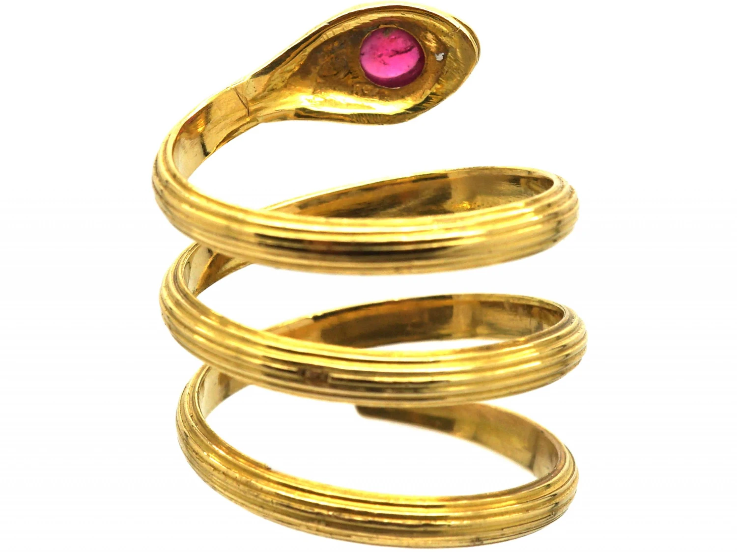 Belle Epoque 18ct Gold Wide Coily Snake Ring Set With A Ruby 5 Belle Epoque 18ct Gold Wide Coily Snake Ring Set With A Ruby - Image 3