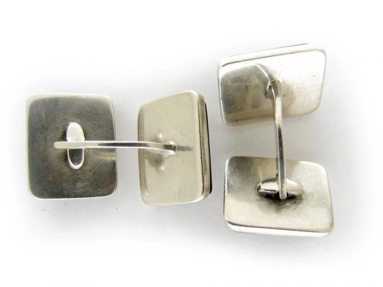 Art Deco Onyx Silver Cufflinks 5 Art Deco Onyx Silver Cufflinks - Image 3