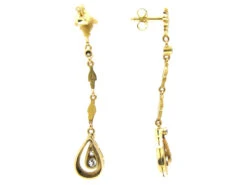 Austrian 14ct Gold & Diamond Edwardian Drop Earrings 7 Austrian 14ct Gold & Diamond Edwardian Drop Earrings -Antique Jewellery Company 372b