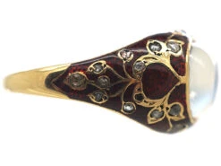 Edwardian 18ct Gold, Moonstone, Enamel & Rose Diamond Ring -Antique Jewellery Company 379218a1 dsc04400 scaled 1