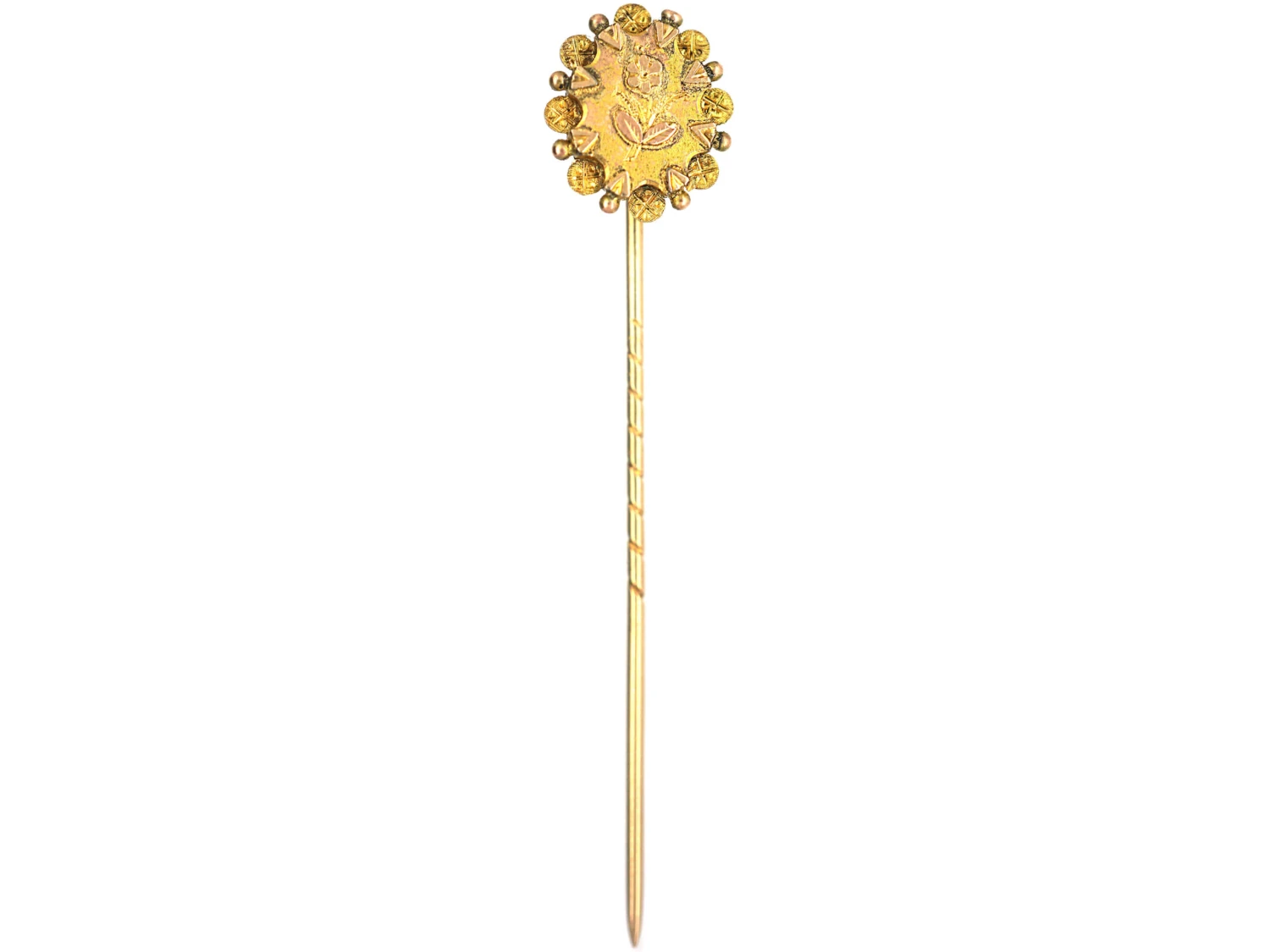 Victorian Two Coloured 9ct Gold Rose Motif Tie Pin 4 Victorian Two Coloured 9ct Gold Rose Motif Tie Pin - Image 2