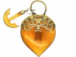 Regency 15ct Gold & Blonde Tortoiseshell Large Padlock With Associated Blonde Tortoiseshell Anchor -Antique Jewellery Company 38883c66 dsc04990 scaled 1