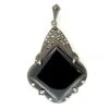 Art Deco Marcasite Onyx Pendant 2 Art Deco Marcasite Onyx Pendant -Antique Jewellery Company 39a
