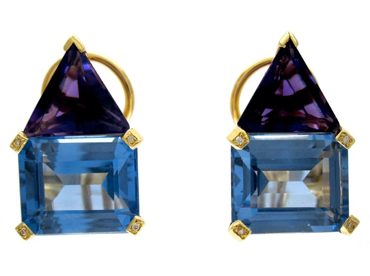 Blue Topaz & Amethyst Earrings 3 Blue Topaz & Amethyst Earrings