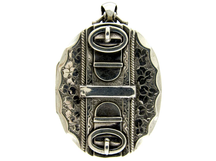 Victorian Silver Buckle Design Locket 3 Victorian Silver Buckle Design Locket
