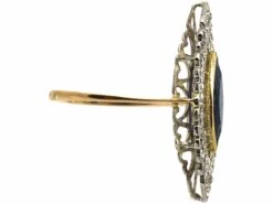 French Art Deco 18ct Gold & Platinum, Sapphire & Diamond Marquise Ring 14 French Art Deco 18ct Gold & Platinum, Sapphire & Diamond Marquise Ring -Antique Jewellery Company 3ace2e12 dsc09539 scaled 1