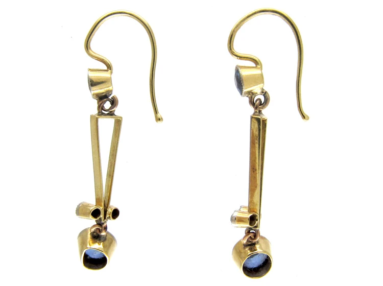 Sapphire & Diamond Edwardian Drop Earrings 5 Sapphire & Diamond Edwardian Drop Earrings - Image 3