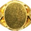 Victorian 18ct Gold Signet Ring With Ornate Triple Leaf Shoulders