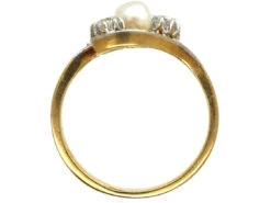 Art Nouveau 18ct Gold & Platinum, Diamond & Natural Pearl Crossover Ring 12 Art Nouveau 18ct Gold & Platinum, Diamond & Natural Pearl Crossover Ring -Antique Jewellery Company 3ca0c975 dsc04907