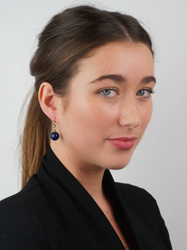 French 18ct Gold & Lapis Lazuli Earrings 4 French 18ct Gold & Lapis Lazuli Earrings - Image 2