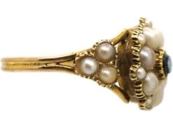 Regency 15ct Gold Natural Split Pearl & Carved Banded Onyx Forget Me Not Ring -Antique Jewellery Company 3cd88060 dsc08152 scaled 1
