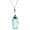 Art Deco Silver & Blue Paste Pendant On Silver Chain 2 Art Deco Silver & Blue Paste Pendant On Silver Chain -Antique Jewellery Company 3d4