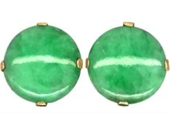 Art Deco 18ct Gold Jade Earrings