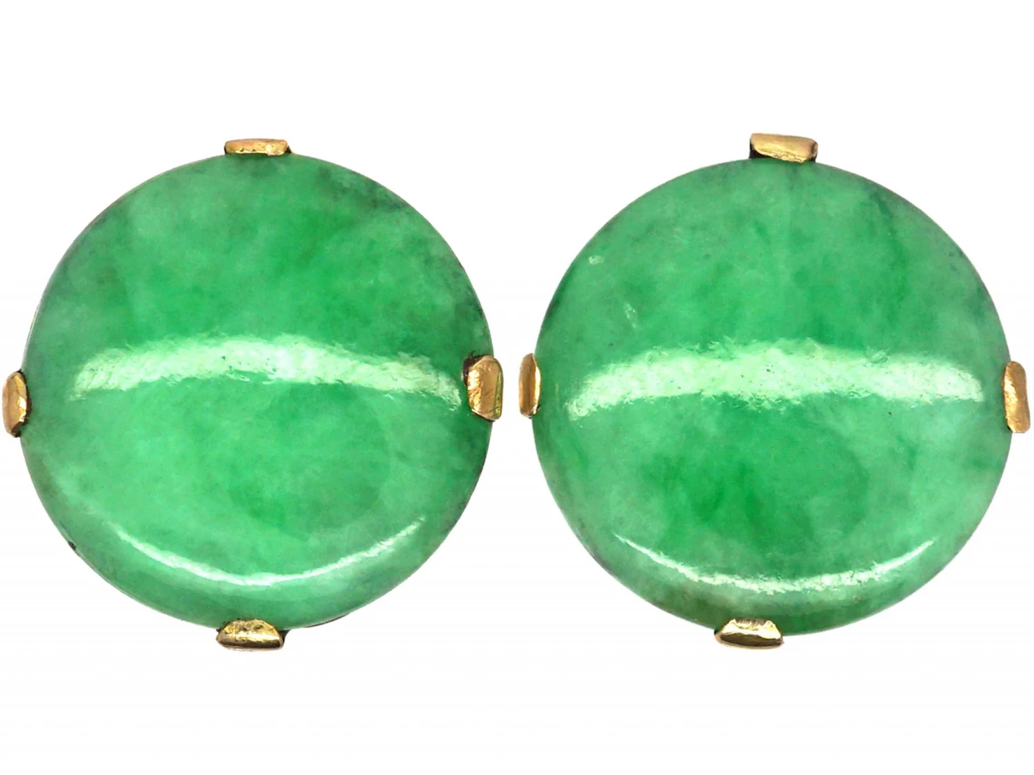 Art Deco 18ct Gold Jade Earrings 3 Art Deco 18ct Gold Jade Earrings