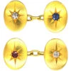Victorian 18ct Gold Oval Cufflinks Set With A Sapphire, Ruby & Diamonds 2 Victorian 18ct Gold Oval Cufflinks Set With A Sapphire, Ruby & Diamonds -Antique Jewellery Company 3dd47732 dsc01568 scaled 1