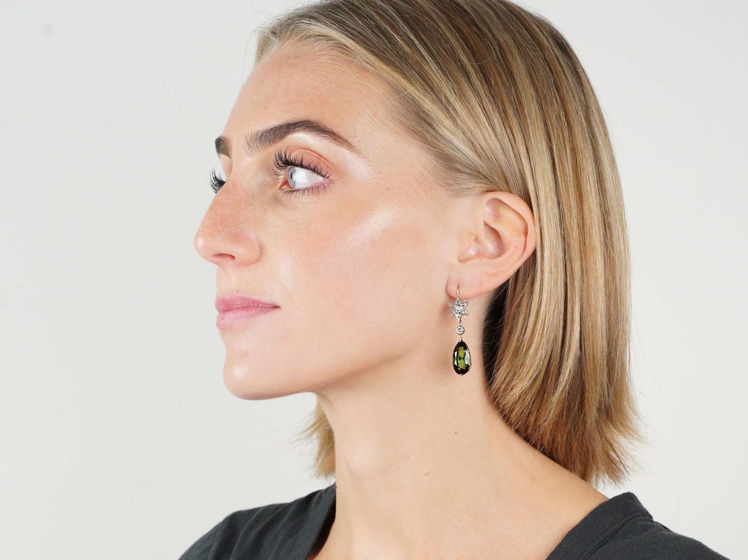 Victorian Green Tourmaline & Diamond Drop Earrings 5 Victorian Green Tourmaline & Diamond Drop Earrings - Image 3