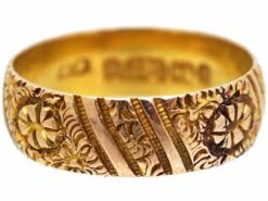 Victorian 9ct Gold Wedding Band With Incised Flower Decoration 11 Victorian 9ct Gold Wedding Band With Incised Flower Decoration -Antique Jewellery Company 3fd86c6a dsc02248 scaled 1