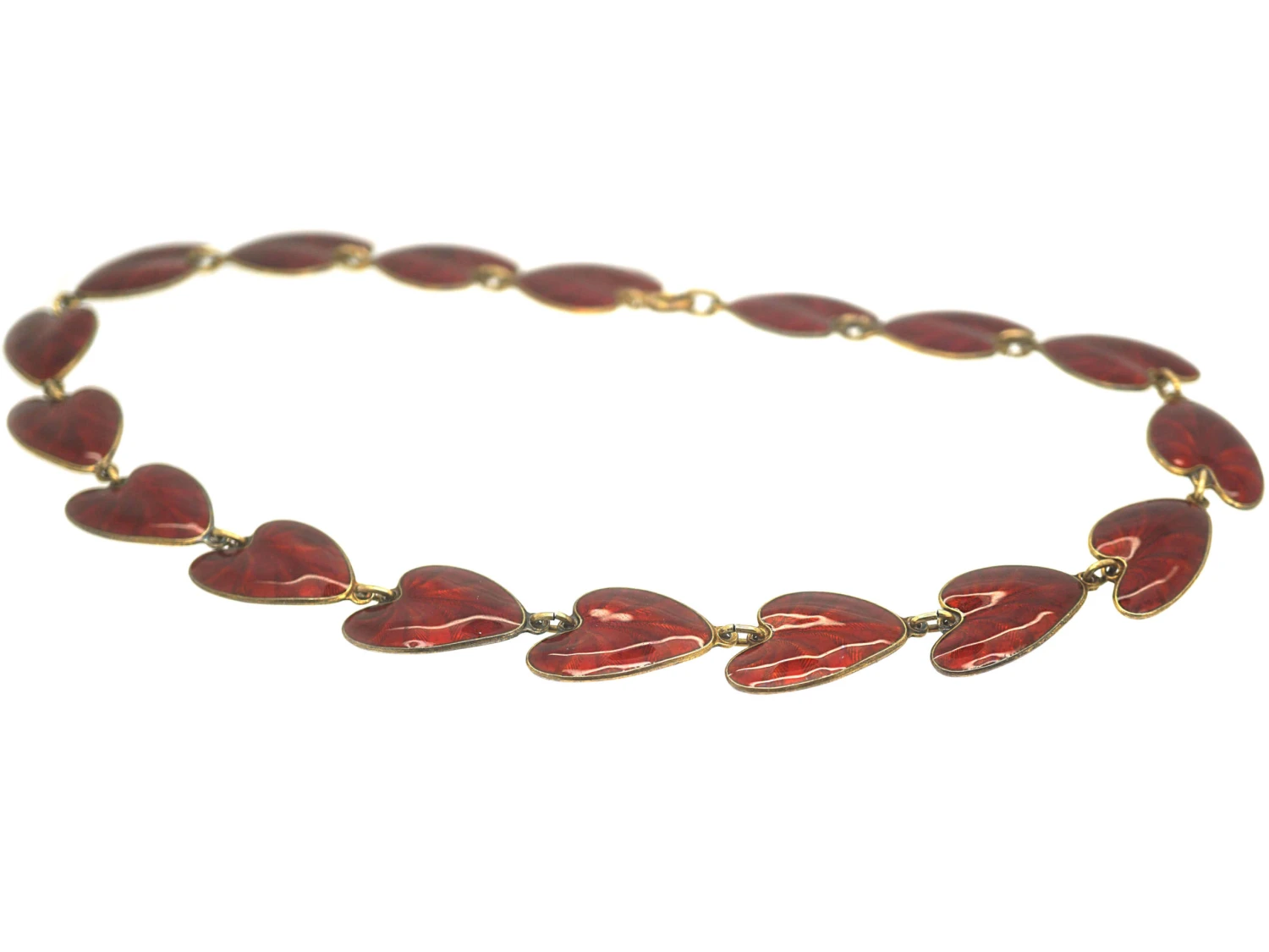 Silver & Red Enamel Lily Pad Necklace By Finn Jensen 4 Silver & Red Enamel Lily Pad Necklace By Finn Jensen - Image 2