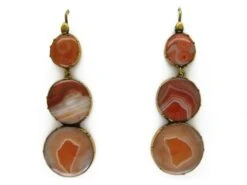 Georgian Three Tier Banded Agate Earrings