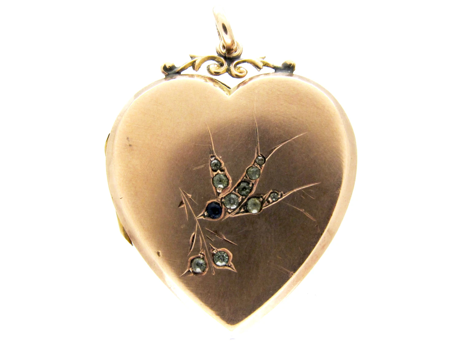 Edwardian Gold & Paste Heart Locket 3 Edwardian Gold & Paste Heart Locket