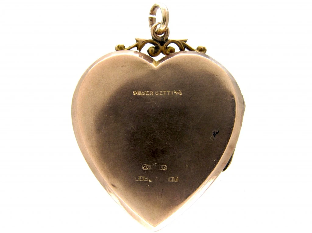 Edwardian Gold & Paste Heart Locket 4 Edwardian Gold & Paste Heart Locket - Image 2