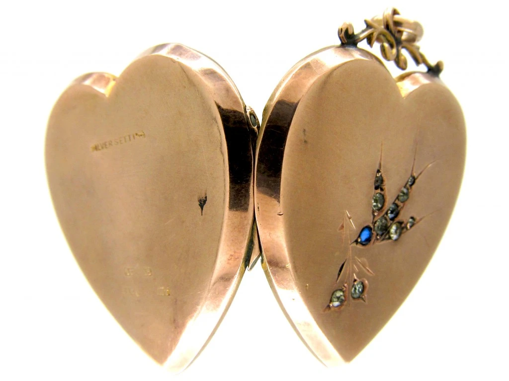 Edwardian Gold & Paste Heart Locket 5 Edwardian Gold & Paste Heart Locket - Image 3