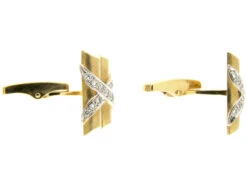 18ct Gold & Diamond Crossover Cufflinks -Antique Jewellery Company 41e