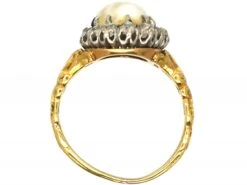 Victorian 18ct Gold, Natural Pearl & Old Mine Cut Diamond Cluster Ring 10 Victorian 18ct Gold, Natural Pearl & Old Mine Cut Diamond Cluster Ring -Antique Jewellery Company 4296c672 dsc00201 scaled 1