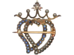 Edwardian Sapphire & Diamond Double Heart Brooch -Antique Jewellery Company 43125a0b dsc08299 scaled 1