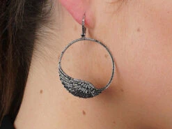 18ct White Gold & Black Diamond Wing Earrings By Garrards -Antique Jewellery Company 4387005f nsf02984