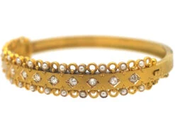 Victorian 18ct Gold Bangle Set With Diamonds & Natural Split Pearls -Antique Jewellery Company 45083b25 dsc02841 scaled 1