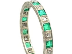 Art Deco Platinum Eternity Ring Set With Emeralds & Diamonds 9 Art Deco Platinum Eternity Ring Set With Emeralds & Diamonds -Antique Jewellery Company 45138f0c dsc04667
