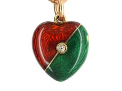 Edwardian 15ct Gold, Green & Red Enamel Heart Locket Set With A Diamond On Matching 15ct Gold Green & Red Enamel Chain 10 Edwardian 15ct Gold, Green & Red Enamel Heart Locket Set With A Diamond On Matching 15ct Gold Green & Red Enamel Chain -Antique Jewellery Company 456cfa0d dsc05999