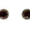 Hessanite Garnet & Pearl Round Earrings