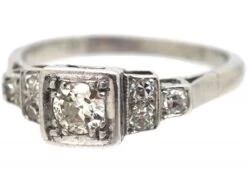 Art Deco Platinum, Diamond Solitaire Ring With Step Cut Shoulders Set With Diamonds -Antique Jewellery Company 45da7f34 dsc04698 scaled 1