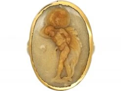 Georgian NeoClassical 18ct Gold And Hardstone Cameo Ring Of Atlas