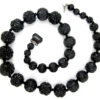 Carved Jet Victorian Bead Necklace