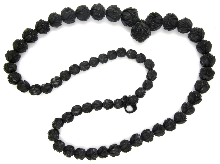 Carved Jet Victorian Bead Necklace 5 Carved Jet Victorian Bead Necklace - Image 3