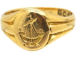 Edwardian 18ct Gold Signet Ring With Intaglio Of A Galleon 15 Edwardian 18ct Gold Signet Ring With Intaglio Of A Galleon -Antique Jewellery Company 47fb7edc dsc07153