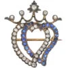 Edwardian Sapphire & Diamond Double Heart Brooch 1 Edwardian Sapphire & Diamond Double Heart Brooch -Antique Jewellery Company 480603c4 dsc08292 scaled 1