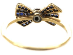 Art Deco 18ct Gold, Sapphire, Diamond & Rose Diamond Bow Ring 13 Art Deco 18ct Gold, Sapphire, Diamond & Rose Diamond Bow Ring -Antique Jewellery Company 4842fe29 dsc07515