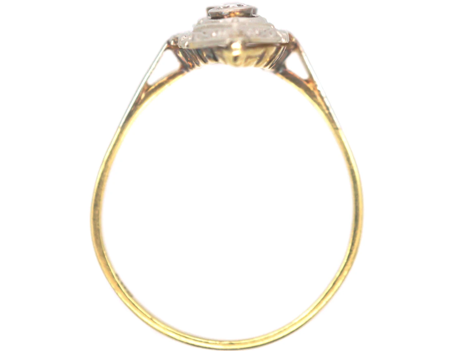 Art Deco 14ct Yellow & White Gold Three Stone Diamond Ring 6 Art Deco 14ct Yellow & White Gold Three Stone Diamond Ring - Image 4