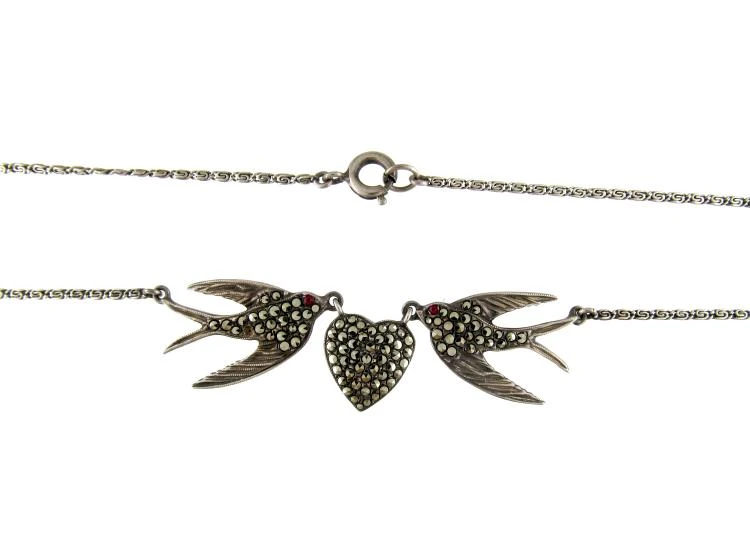 Marcasite & Silver Swallow Necklace 5 Marcasite & Silver Swallow Necklace - Image 3