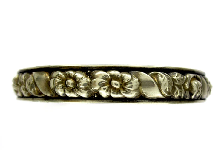 Silver Gilt Flower Motif Bangle 3 Silver Gilt Flower Motif Bangle