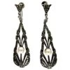 Silver, Marcasite & Pearl Long Drop Earrings -Antique Jewellery Company 4a1274353944 748