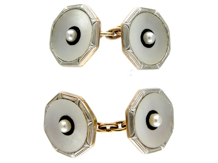 Mother Of Pearl & 9ct Gold Cufflinks 3 Mother Of Pearl & 9ct Gold Cufflinks