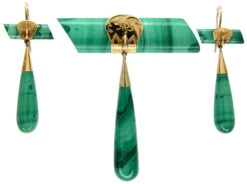 Russian Malachite Brooch & Earrings