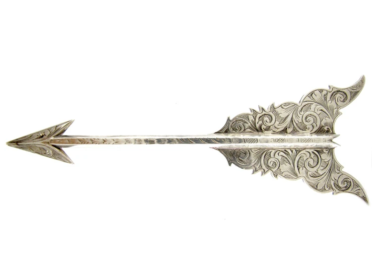 Large Silver Victorian Scottish Arrow Brooch 3 Large Silver Victorian Scottish Arrow Brooch