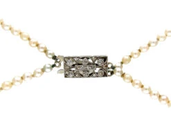 Two Row Graduated Pearl Necklace With Diamond Clasp